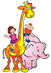 Happy Friends. Vector art-illustration. Place for your text.