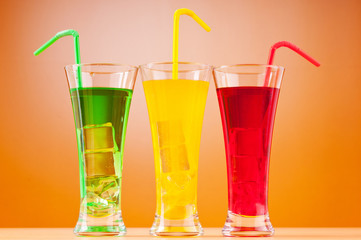 Colourful cocktail in glasses