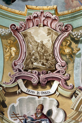 Fresco painting on the ceiling of the church