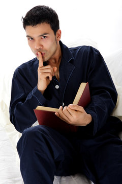 Young Attractive Nepalese Man In Pajamas, Quiet