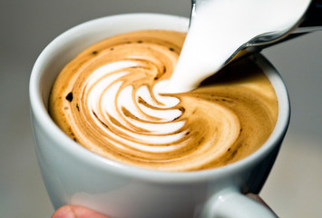 Latte Art - Milch eingießen/Kakao
