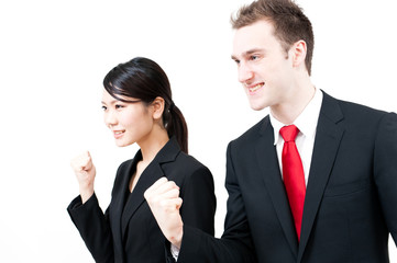 young businessperson cheering