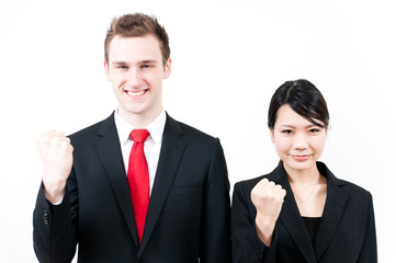 young businessperson cheering