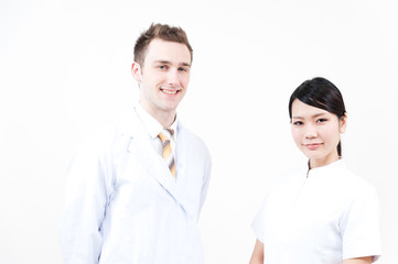 Fototapeta premium a portrait of young doctor and nurse