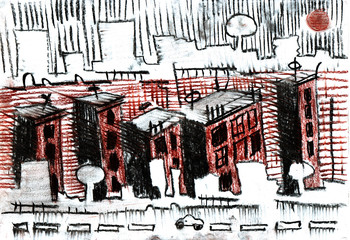 Naklejka premium Expressional city