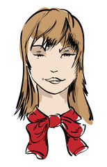 Hand-drawn fashion model. Vector illustration. Woman's face