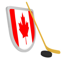 Canada shield ice hockey isolated