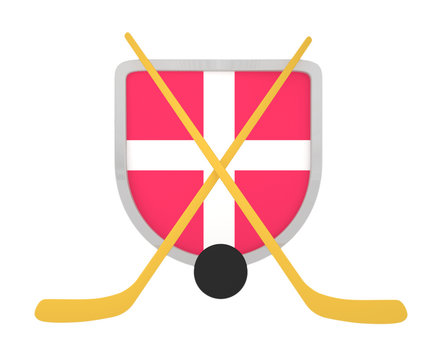 Denmark shield ice hockey isolated