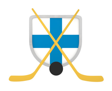 Finland shield ice hockey isolated