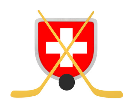 Switzerland shield ice hockey isolated
