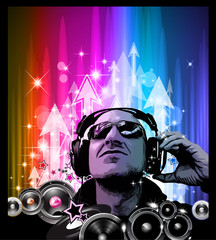 Artistic Disco Flyer with DJ shape