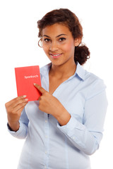 m&auml;dchen mit sparbuch