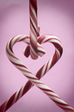 Candy canes in the shape of a heart