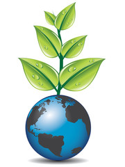 EARTH WITH GREEN LEAVES