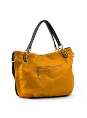 Naklejka premium Leather handbag on white background.