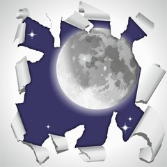 papier dechire avec lune