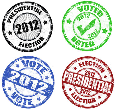 Set of presidential election grunge stamps