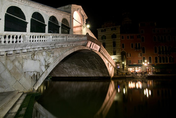 Venice, Rialto Bridge at night, Italy