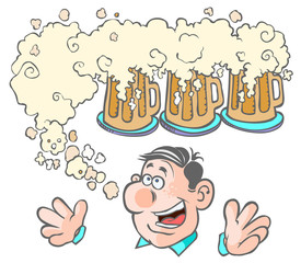 Cartoon fellow with the beery memories.