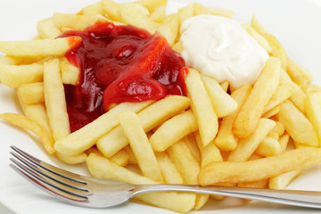 Pommes frites, Rot, Weiss
