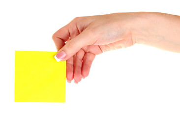 Holding a Yellow Note