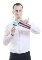 barman portrait isolated on white background