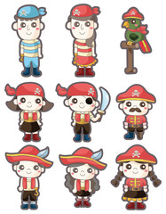 cartoon pirate icon set
