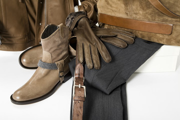 winter clothes on white background