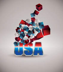 3d vector flying cubes. U.S. symbol