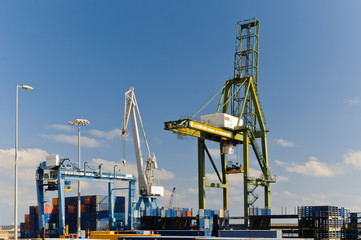 Fototapeta na wymiar cargo cranes at the port