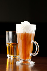 Irish coffee with whiskey