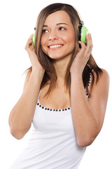 Naklejka premium Lovely girl listening a music