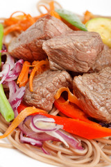 meat with vegetables and noodles