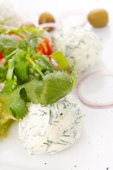 tasty salad with cottage cheese