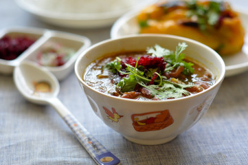Indian Meal with Rajma - kidney beans curry