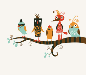 five funny birds