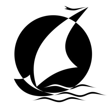 black and white Sailboat