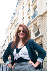 beautiful girl with long hair standing