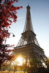 Fototapeta na wymiar Wieża Eiffla przed wschodem słońca w Paryżu, Francja