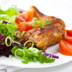 Chicken with fresh vegetables and herbs