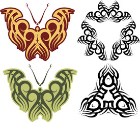 Butterfly tribal tattoo set