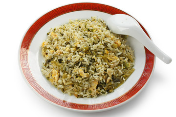 green fried rice on white background
