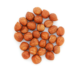 Hazelnuts isolated on white background