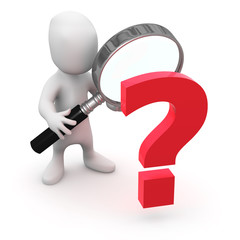 3d Little man studies the question