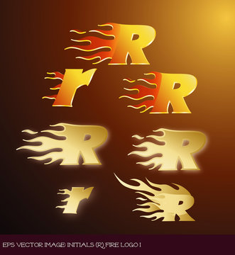 eps Vector image:initials（R）fire logo I