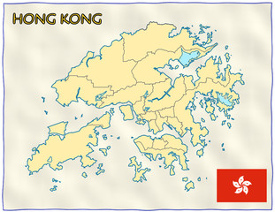 Hong Kong political division national emblem flag map