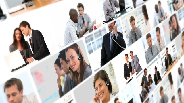 Montage of business people working
