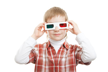 boy wearing 3d glasses