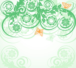 vector illustration of a floral background with butterflies.
