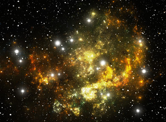 Fototapeta na wymiar Orange space star nebula